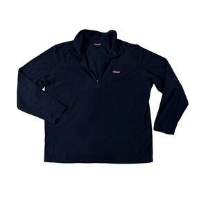 Patagonia mens 2XL XXL navy blue 1/4 zip fleece pullover sweater EUC